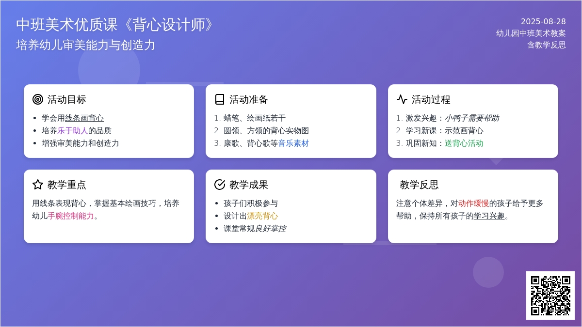 幼儿园中班美术优质课教案《背心设计师》含反思