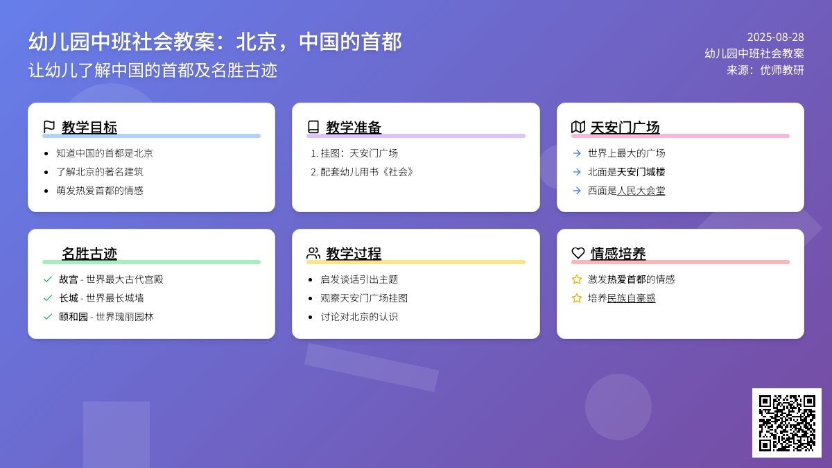 幼儿园中班社会教案：北京，中国的首都