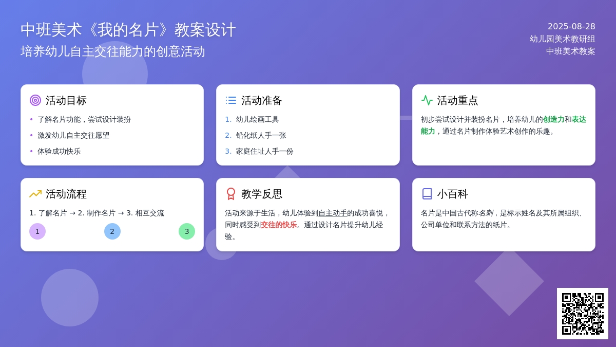 中班美术教案《我的名片》含反思