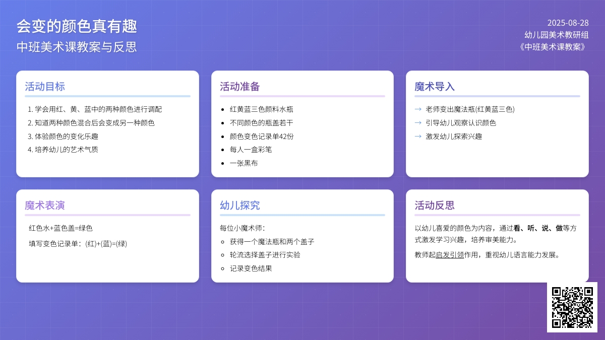 中班美术课教案《会变的颜色真有趣》含反思
