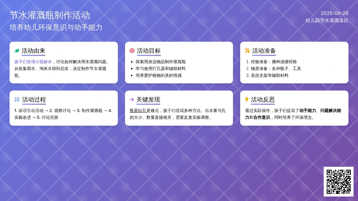 幼儿园中班社会活动：小苗渴了怎么办?—一自制节水灌溉瓶