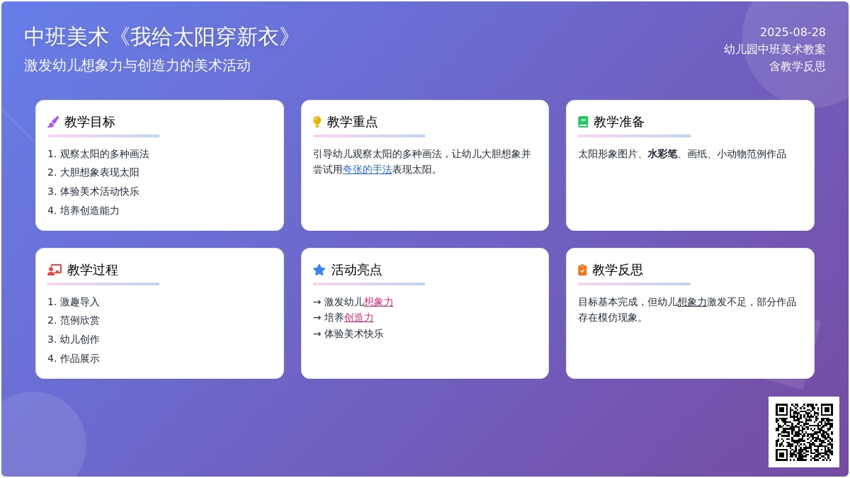 中班美术教案《我给太阳穿新衣》含反思