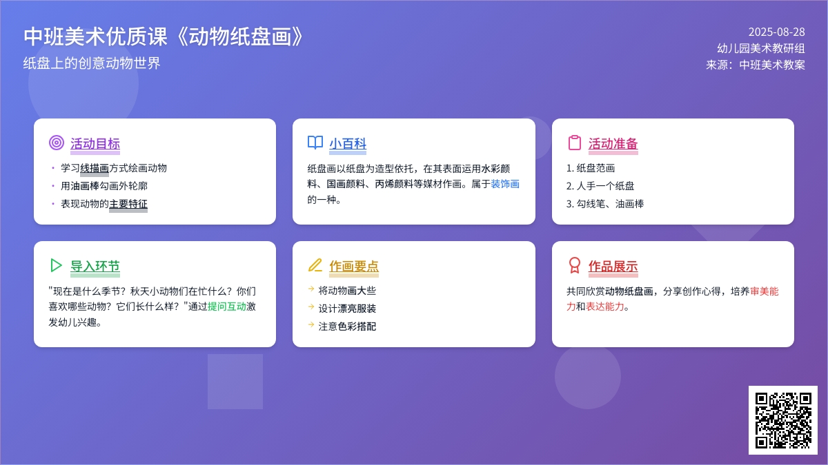 幼儿园中班美术优质课教案《动物纸盘画》