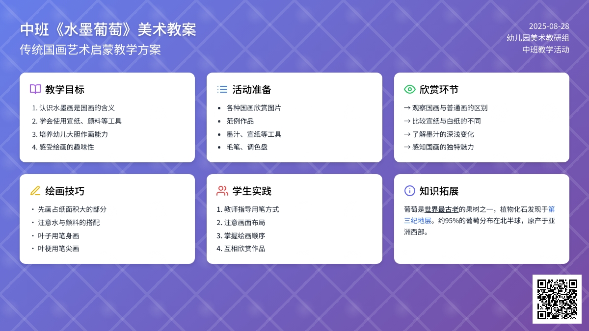 幼儿园中班教案《水墨葡萄》