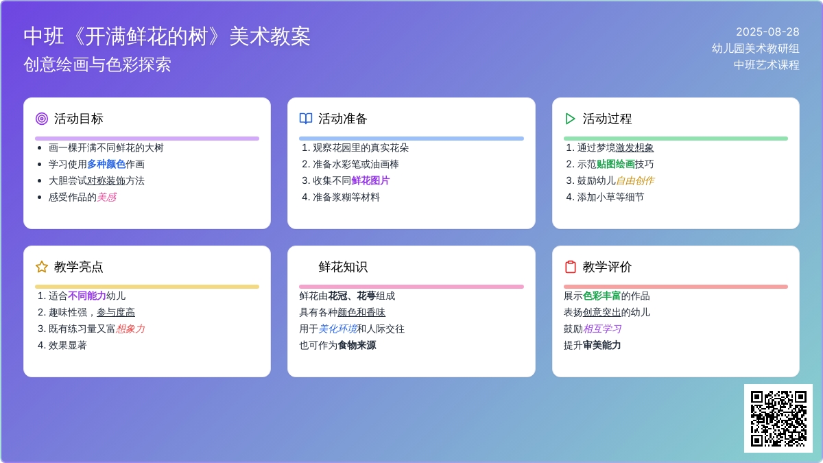 幼儿园中班教案《开满鲜花的树》