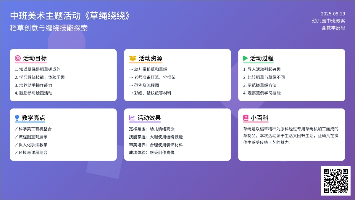幼儿园中班教案《草绳绕绕》含反思