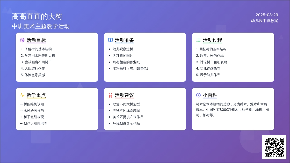幼儿园中班教案《高高直直的大树》