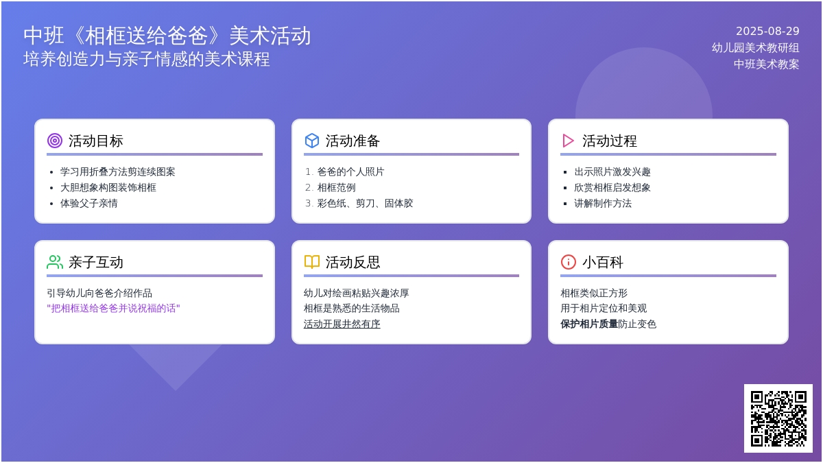 幼儿园中班教案《相框送给爸爸》含反思