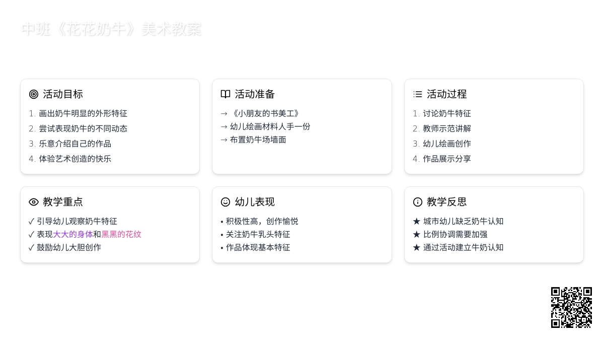 幼儿园中班教案《花花奶牛》含反思
