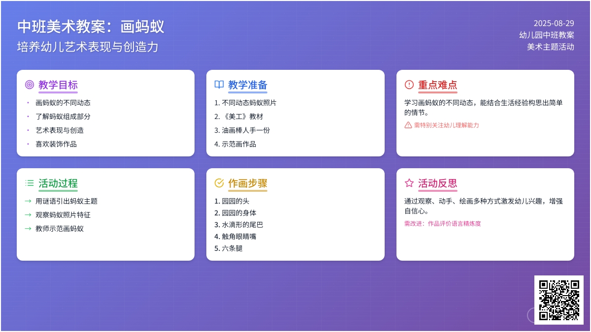 幼儿园中班教案《画蚂蚁》含反思