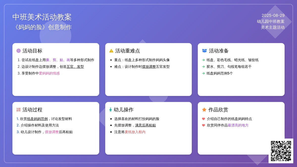 幼儿园中班教案《妈妈的脸》