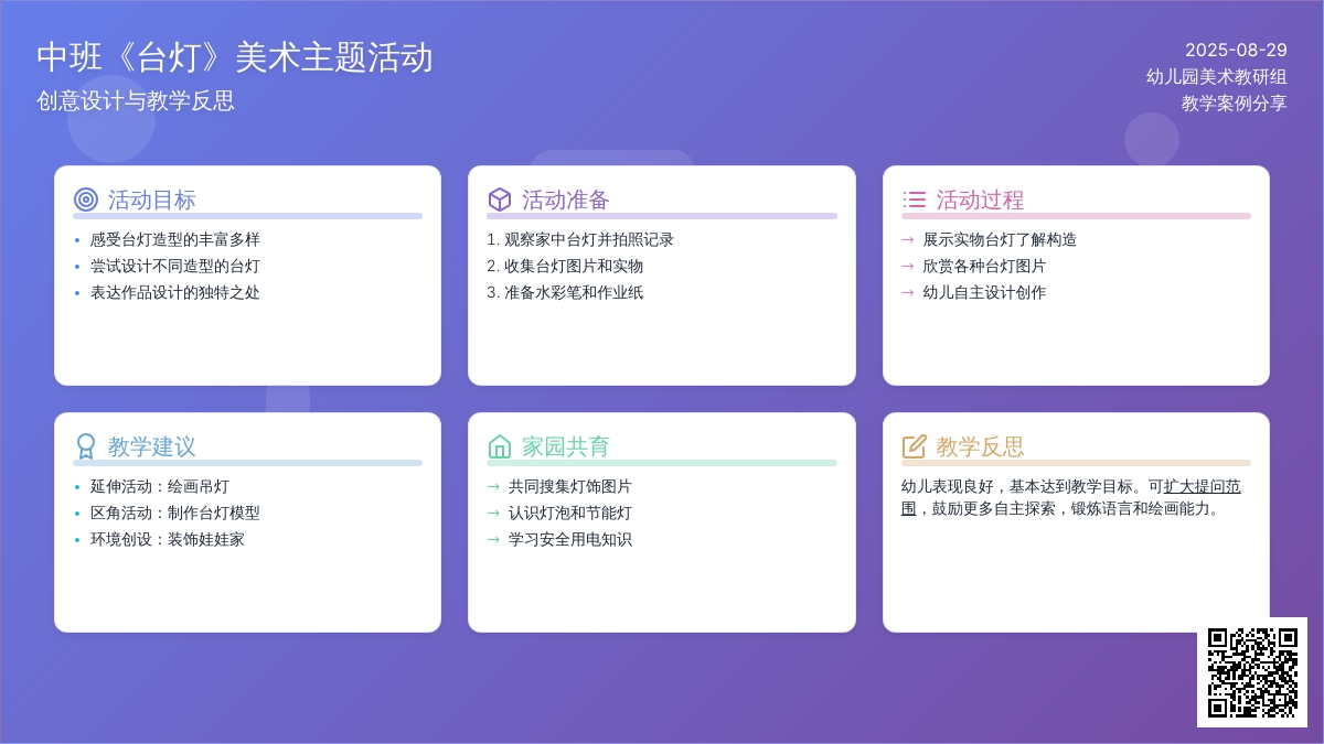 幼儿园中班教案《台灯》含反思