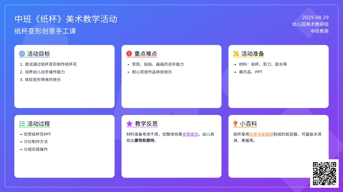 幼儿园中班教案《纸杯》含反思