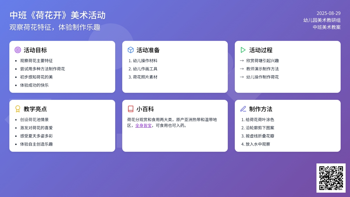 幼儿园中班教案《荷花开》含反思