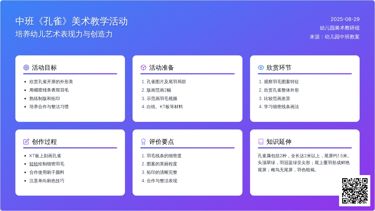 幼儿园中班教案《孔雀》
