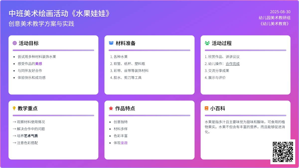 幼儿园中班美术绘画活动教案《水果娃娃》