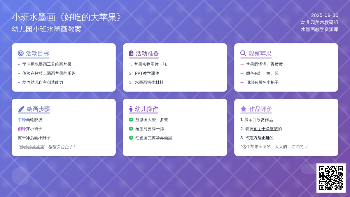 幼儿园小班水墨画教案《好吃的大苹果》