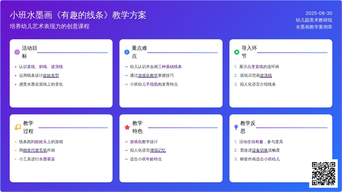 幼儿园小班水墨画教案《有趣的线条》含反思