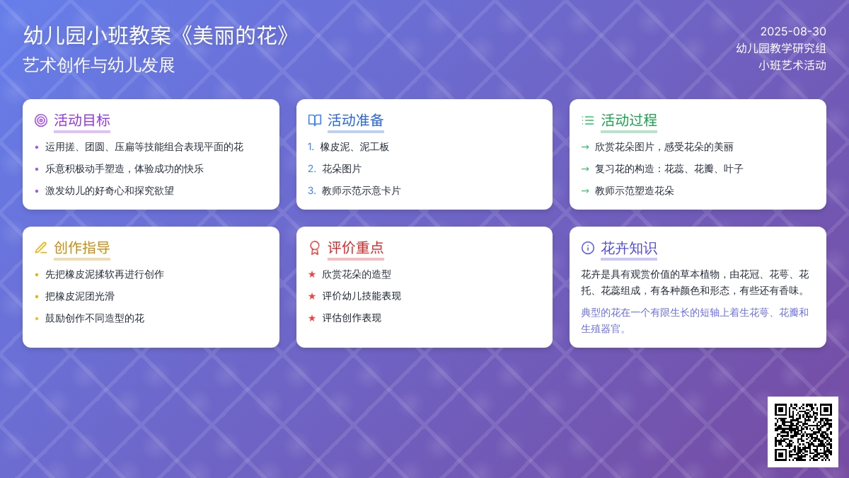 幼儿园小班教案《美丽的花》