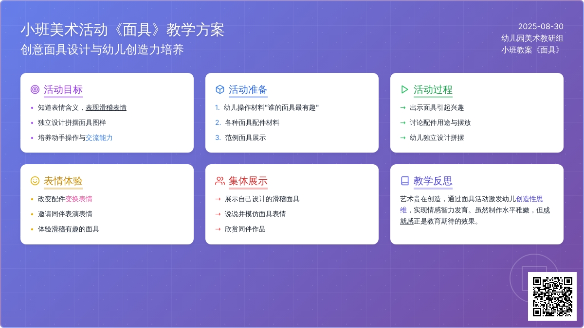 幼儿园小班教案《面具》含反思
