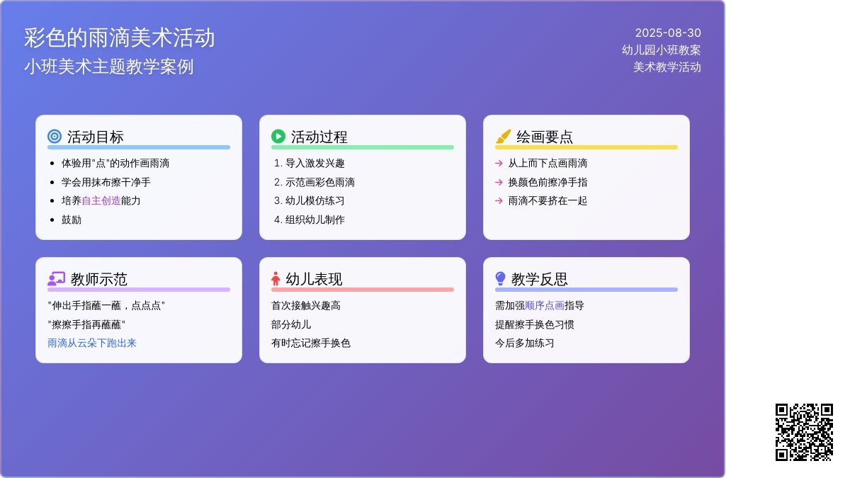 幼儿园小班教案《彩色的雨滴》含反思