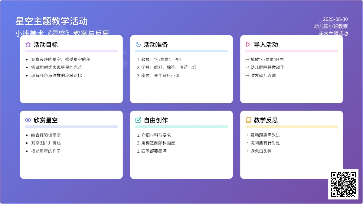 幼儿园小班教案《星空》含反思