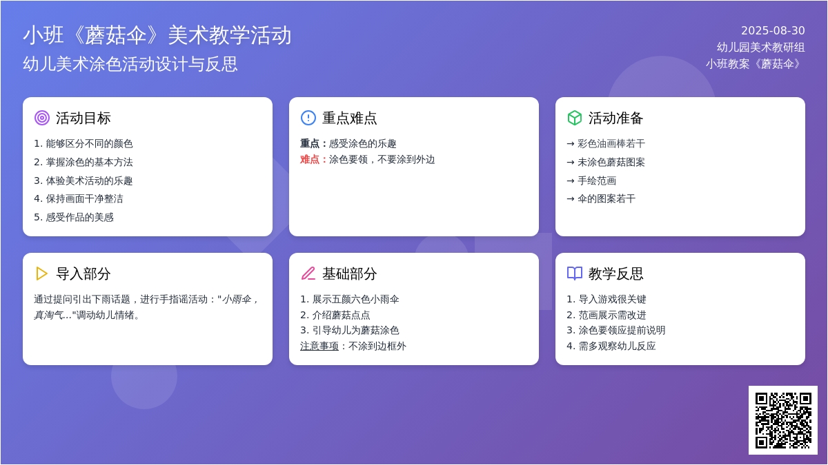 幼儿园小班教案《蘑菇伞》含反思