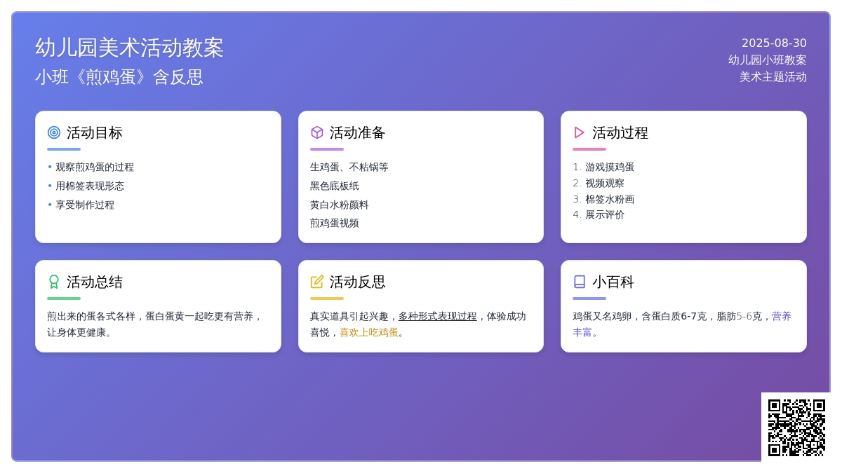 幼儿园小班教案《煎鸡蛋》含反思