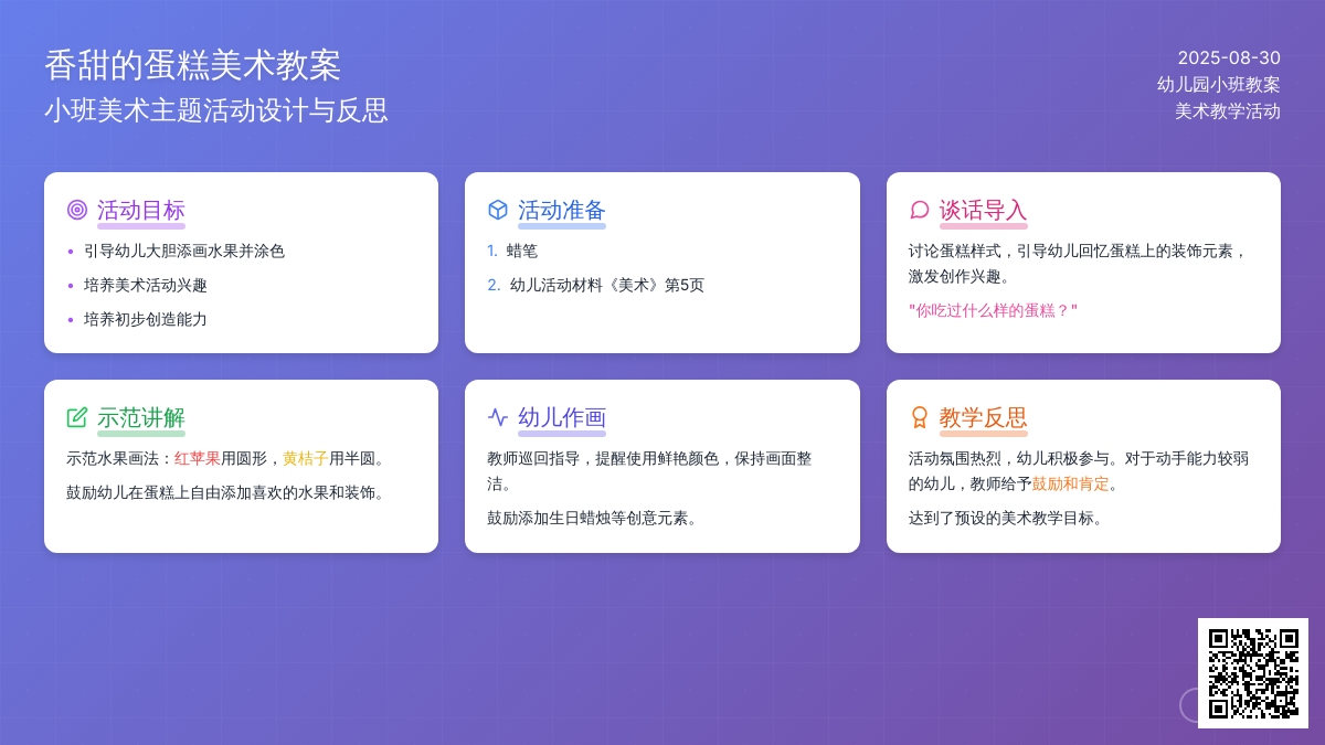 幼儿园小班教案《香甜的蛋糕》含反思