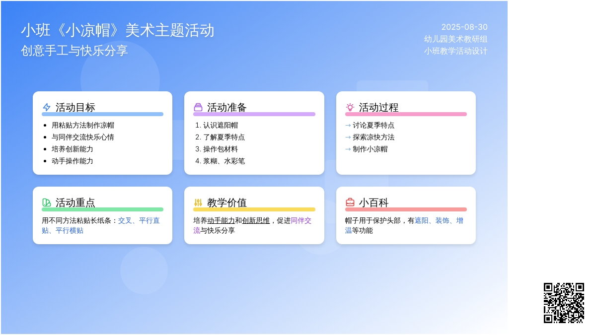 幼儿园小班教案《小凉帽》