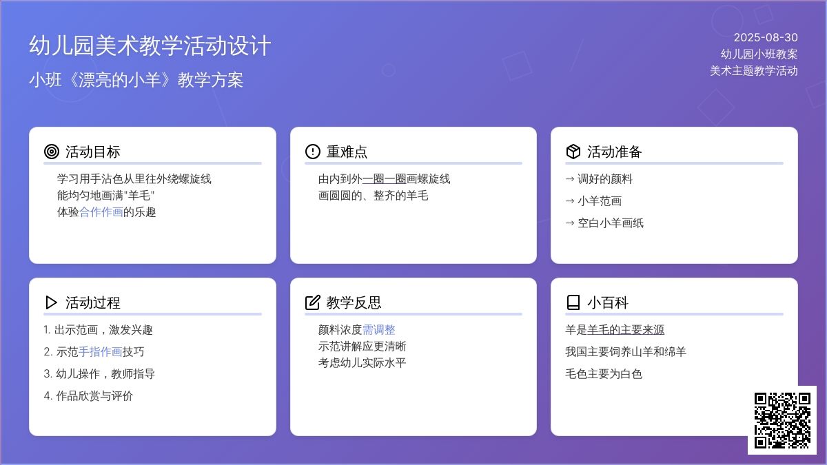 幼儿园小班教案《漂亮的小羊》含反思