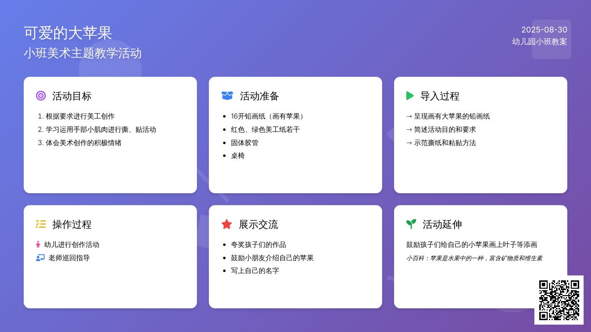幼儿园小班教案《可爱的大苹果》