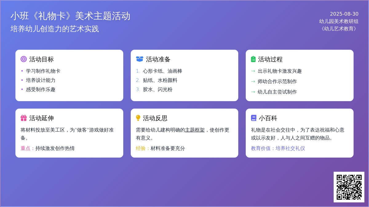 幼儿园小班教案《礼物卡》含反思