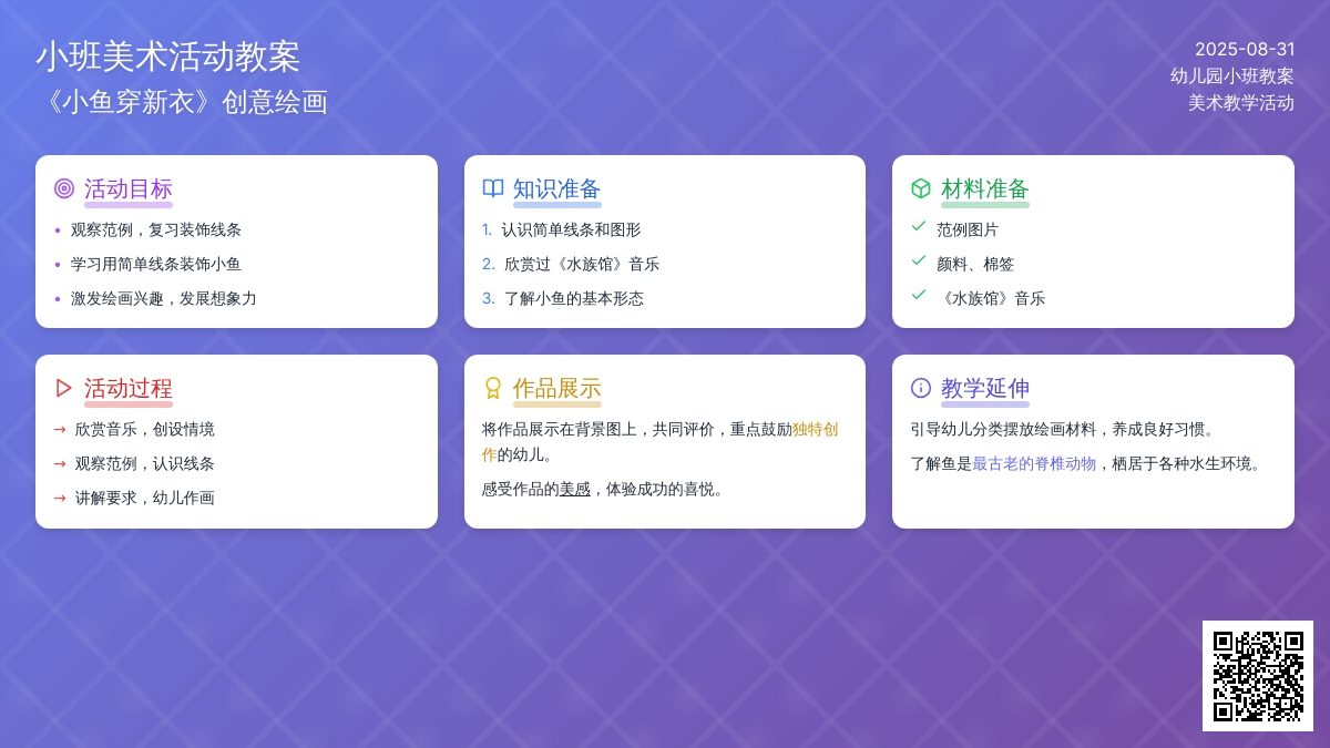 幼儿园小班教案《小鱼穿新衣》