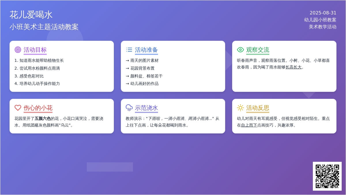 幼儿园小班教案《花儿爱喝水》