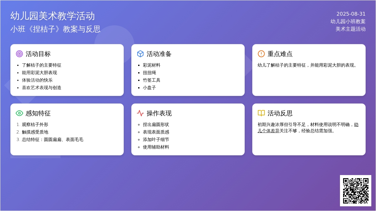幼儿园小班教案《捏桔子》含反思