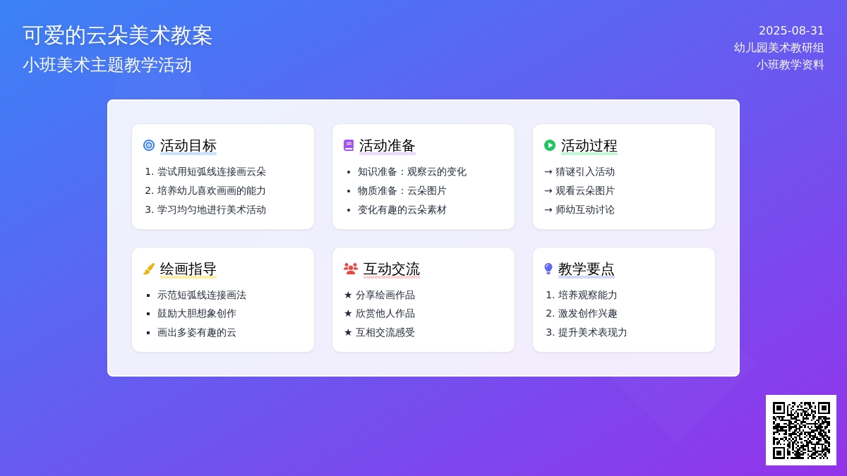 幼儿园小班教案《可爱的云朵》