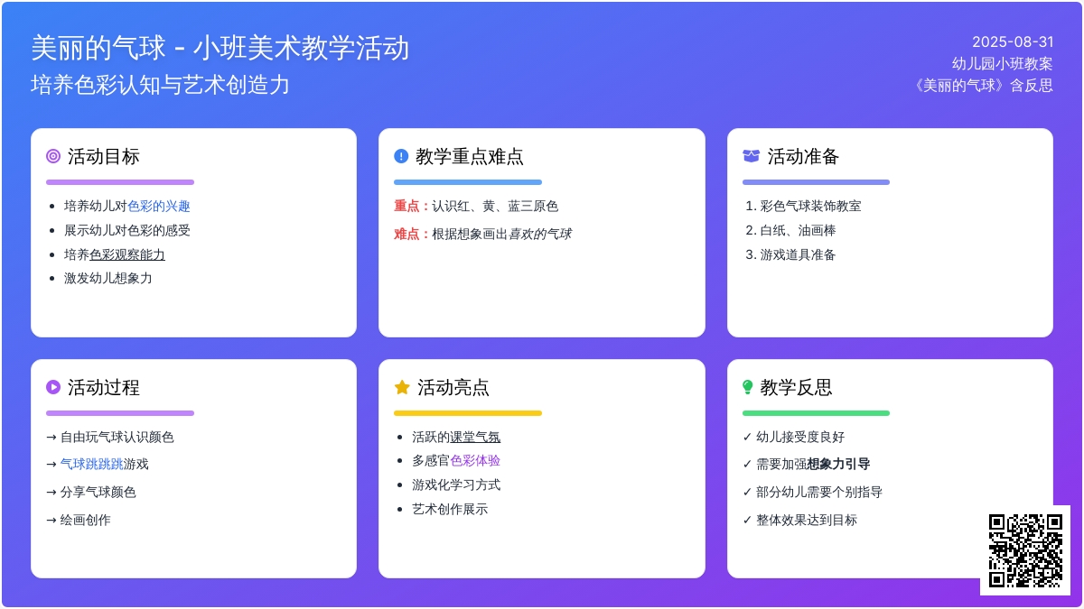 幼儿园小班教案《美丽的气球》含反思