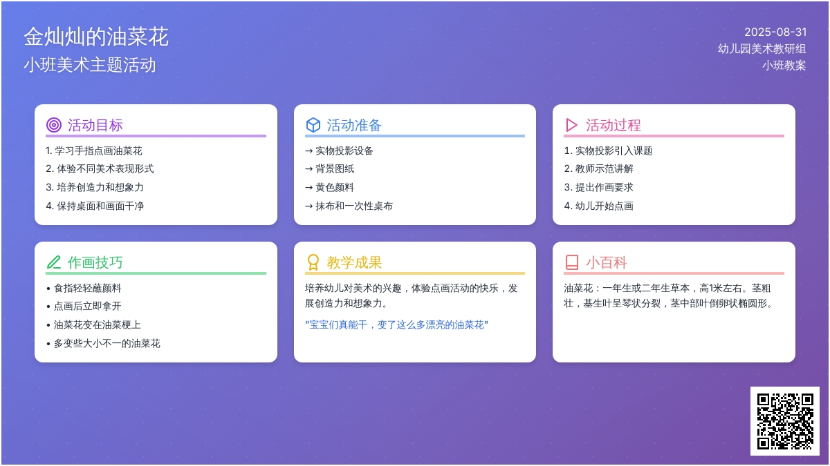 幼儿园小班教案《金灿灿的油菜花》