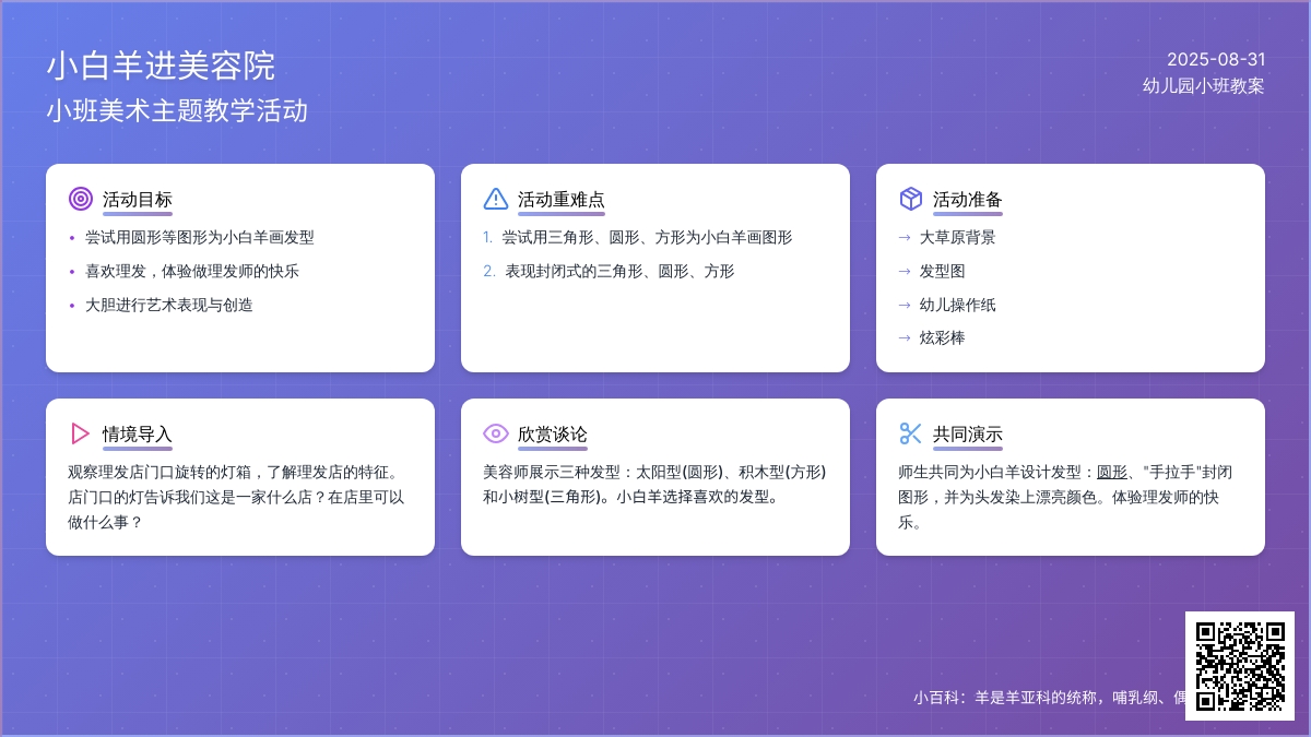 幼儿园小班教案《小白羊进美容院》