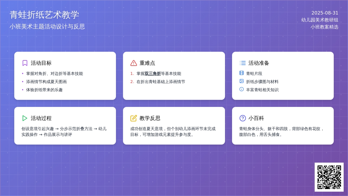 幼儿园小班教案《青蛙折纸》含反思