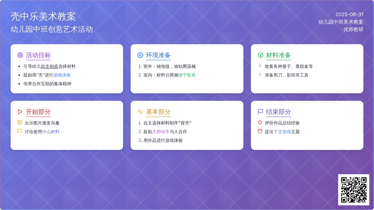 幼儿园中班美术活动设计：壳中乐