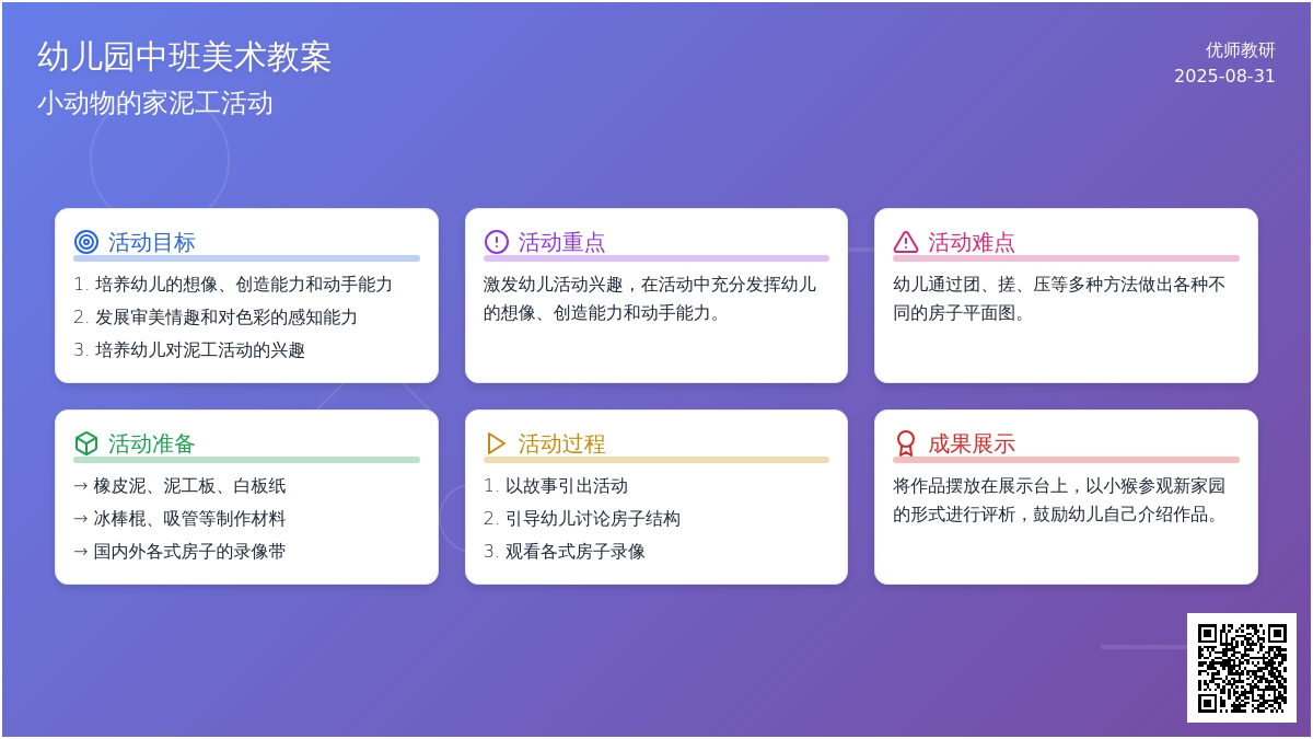 幼儿园中班美术活动设计：小动物的家泥工