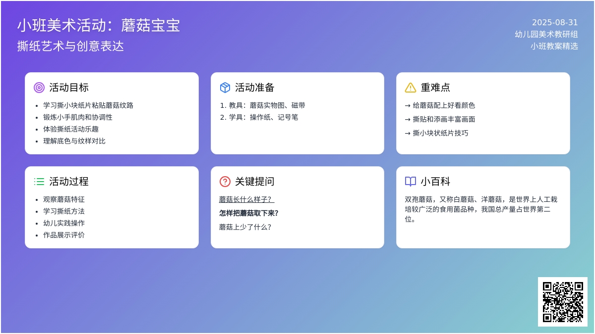 幼儿园小班教案《蘑菇孩子》