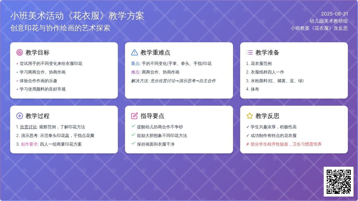 幼儿园小班教案《花衣服》含反思