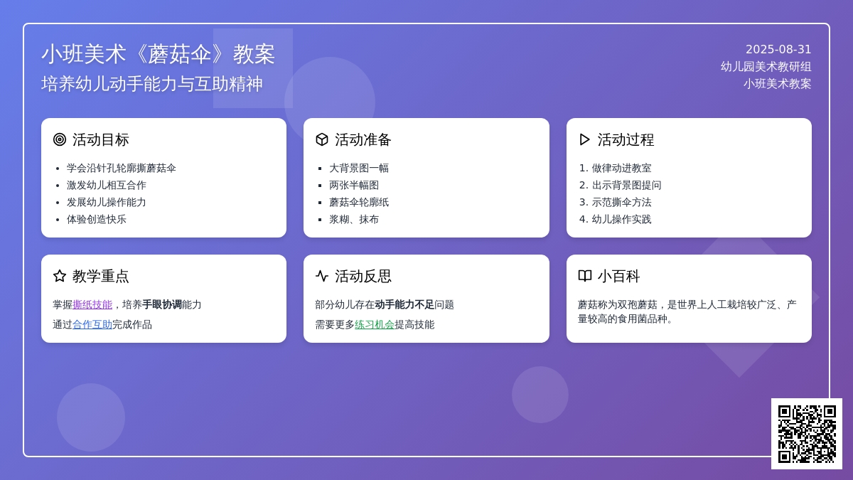 幼儿园小班美术教案《蘑菇伞》含反思