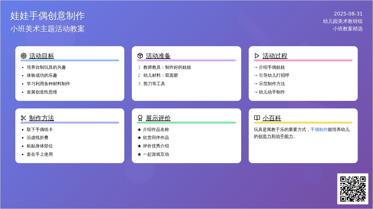 幼儿园小班教案《娃娃手偶》