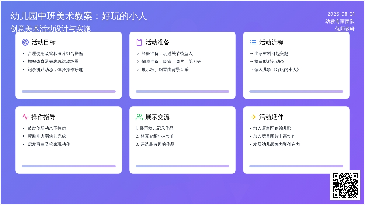 幼儿园中班美术教案：好玩的小人