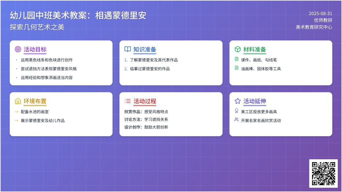 幼儿园中班美术教案：相遇蒙德里安