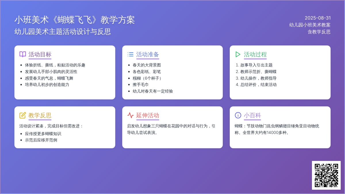 幼儿园小班美术教案《蝴蝶飞飞》含反思